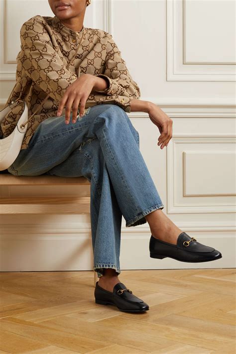 zwarte loafers dames gucci|gucci jordan loafer women.